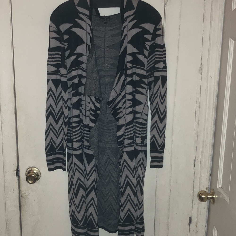 Chevron Pattern hooded Sweater/ duster/cardigan X… - image 1